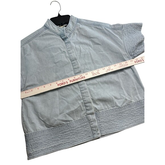 Tuckernuck Sofia Top XXS Light Wash Denim Trapunto Stitch Short Sleeve Shirt - Picture 8 of 10